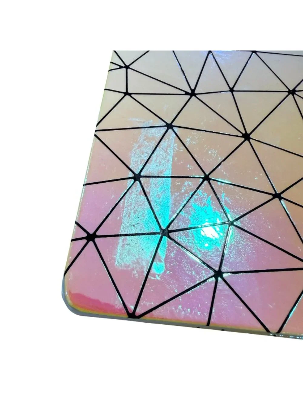 Holographic Geometric Spiral Journal Notebook Pink Yellow Pen&Gear